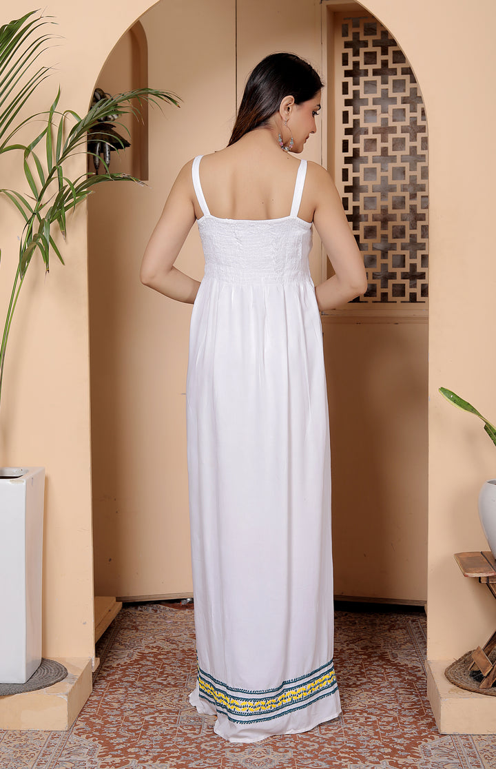 Risha Cotton chikankari spaghetti dress