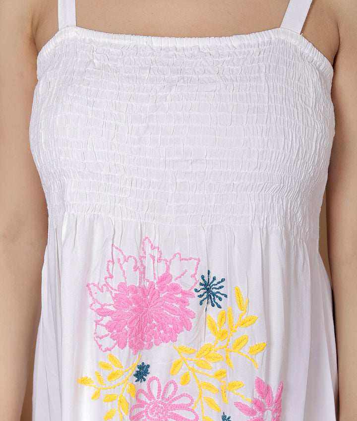 Risha Cotton chikankari spaghetti dress