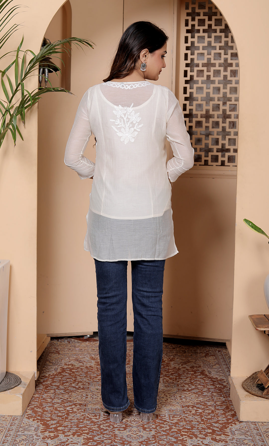Rimmi Mulchanderi Chikankari short Kurti