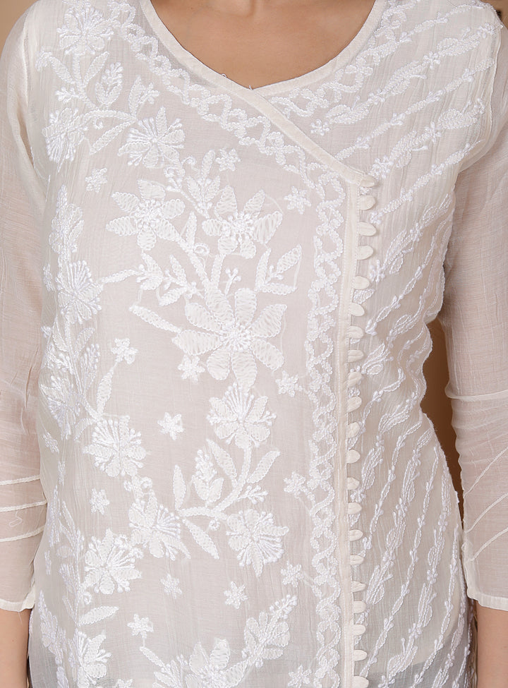 Rimmi Mulchanderi Chikankari short Kurti