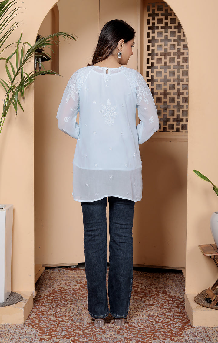 Dilsha viscose georgette chikankari short kurti