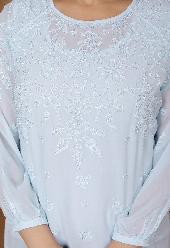 Dilsha viscose georgette chikankari short kurti