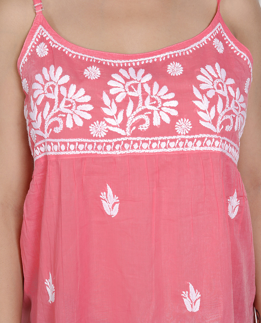 Saiyyara Dark peach Chikankari Short Top