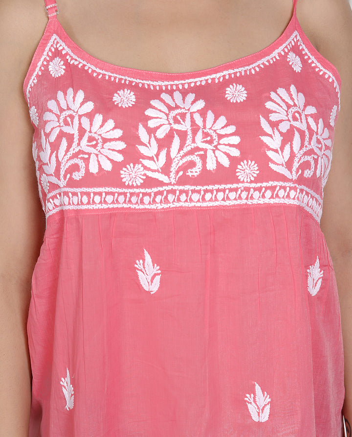 Saiyyara Dark peach Chikankari Short Top