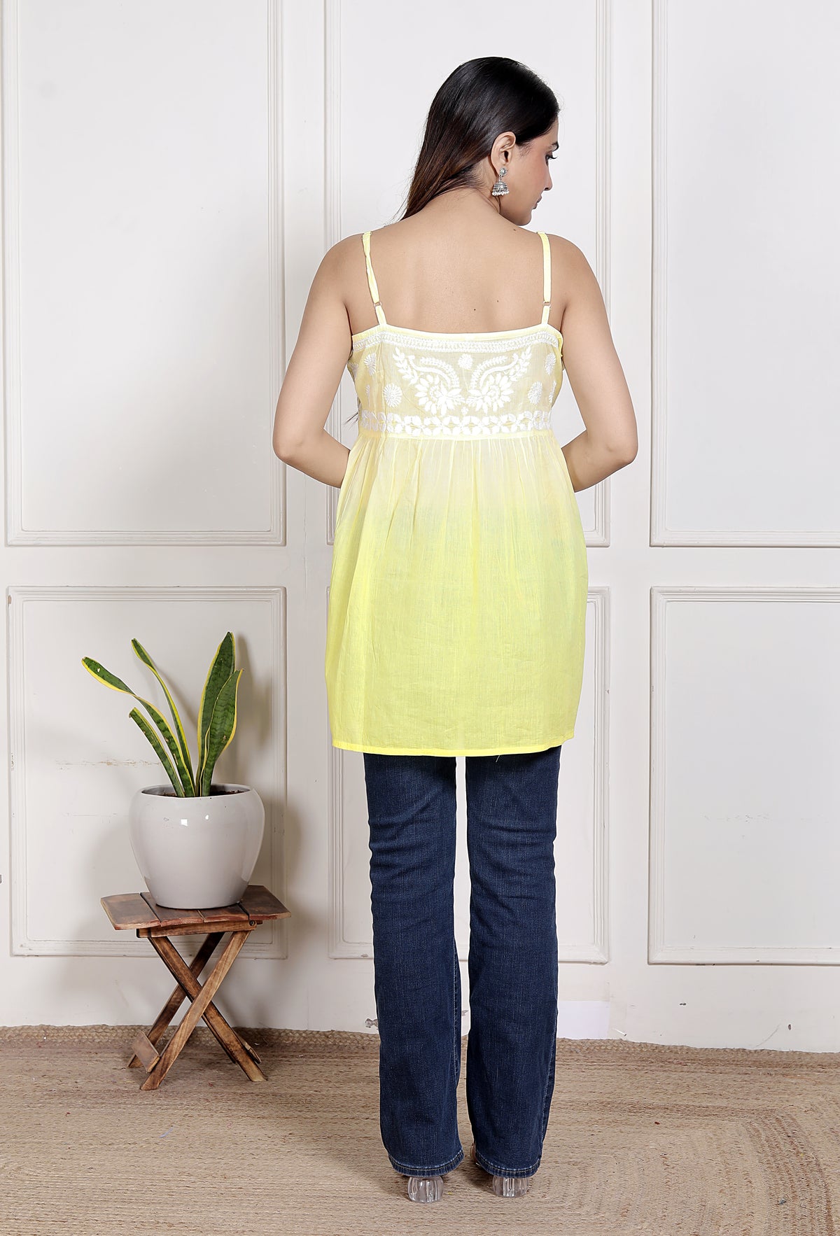Fida Lemon Yellow Spaghetti Short Top