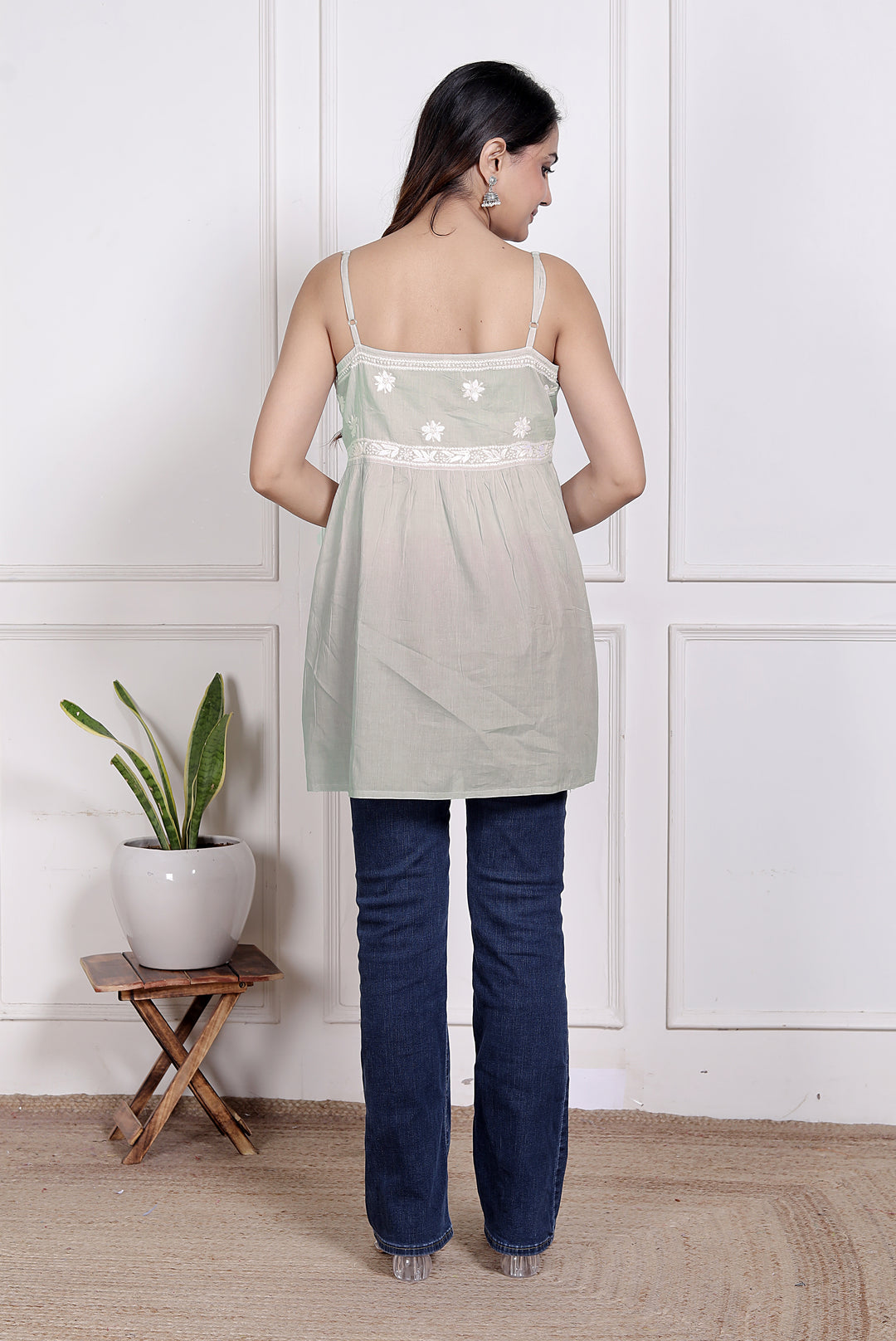 Geet Chikankari spaghetti top