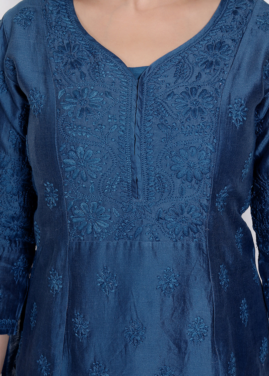 Camila Chanderi Chikankari Short Kurti