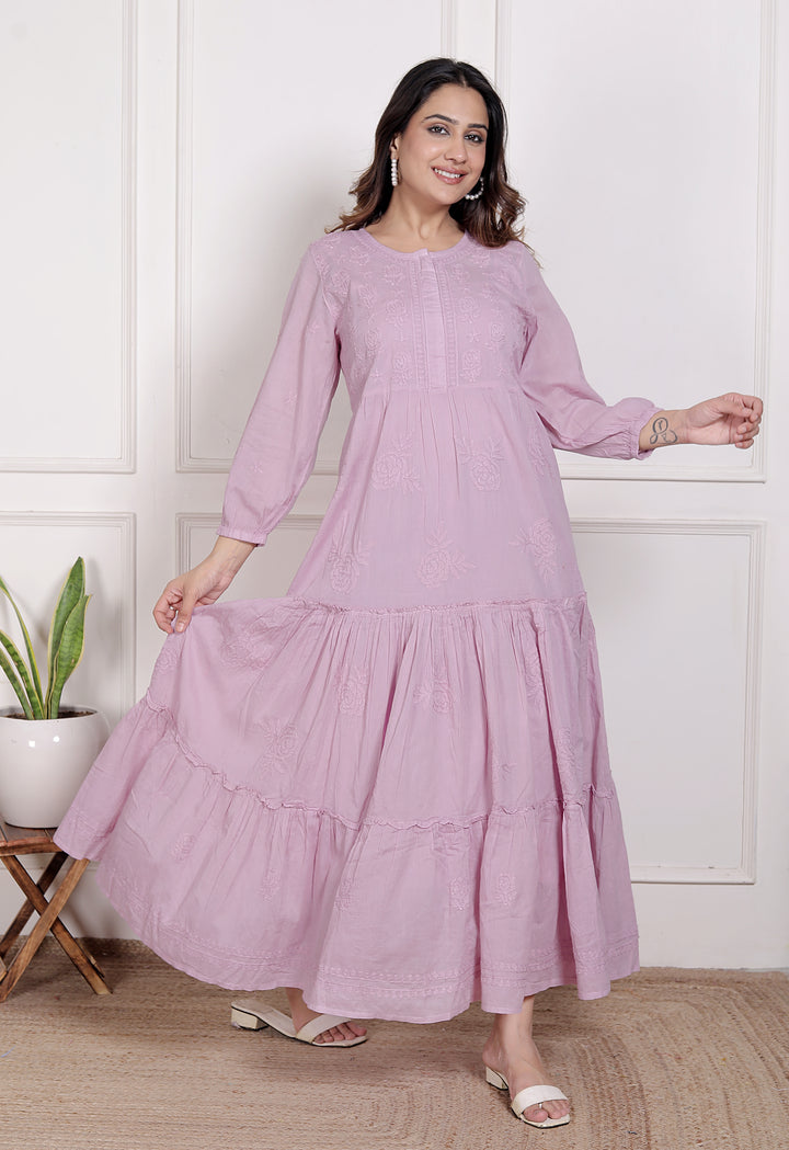 Rubina Cotton Chikankari Dress – ETHNICHIK