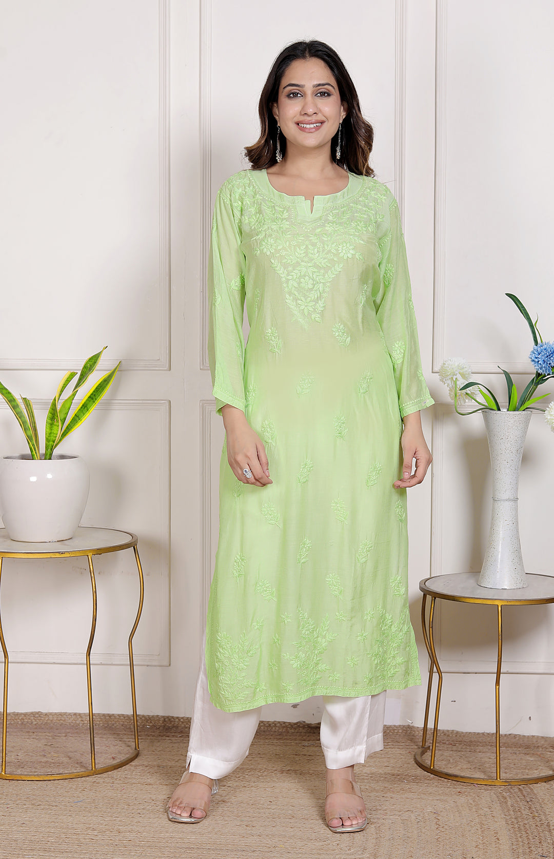 Hania Muslin Chikankari Long Kurti