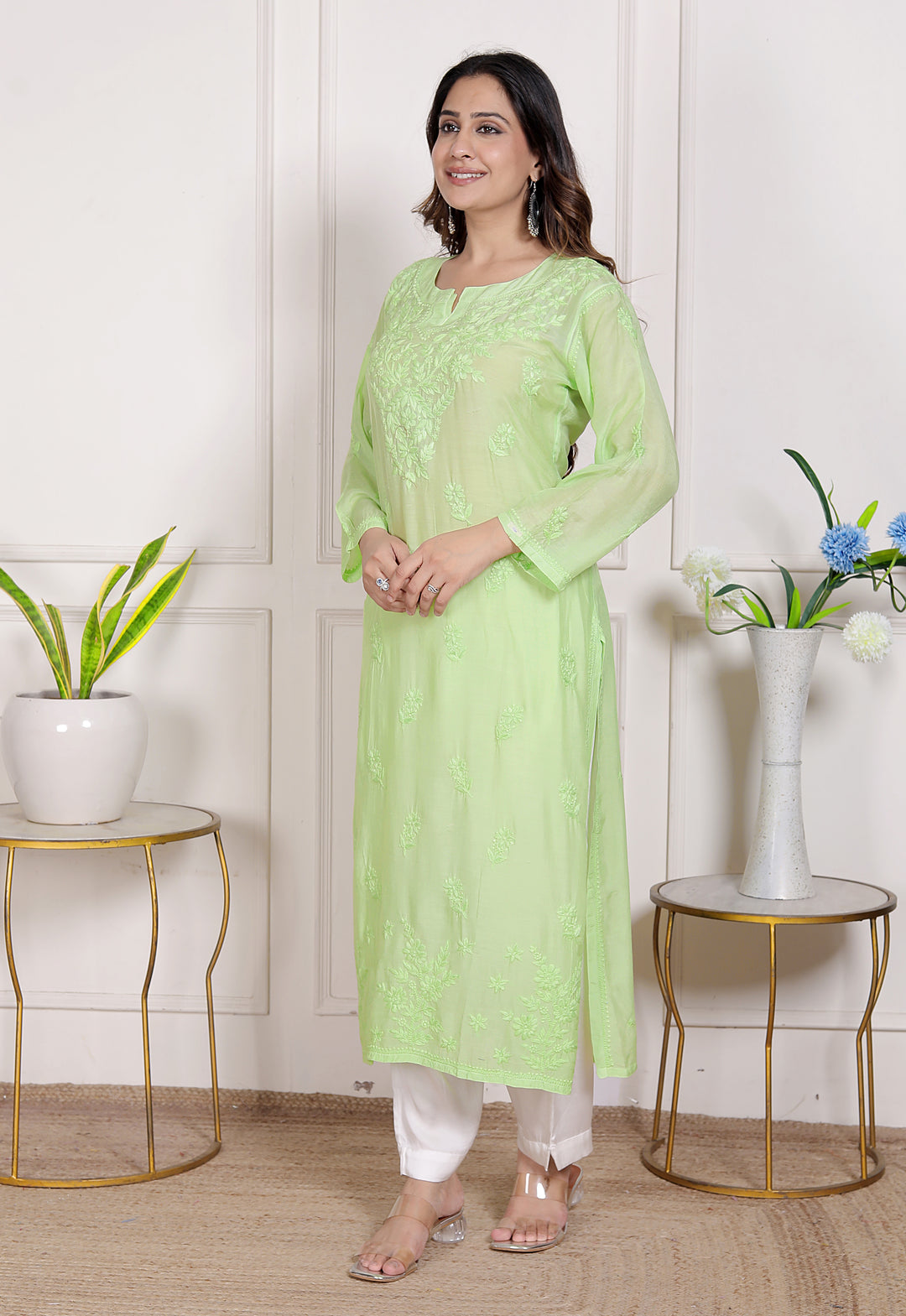 Hania Muslin Chikankari Long Kurti