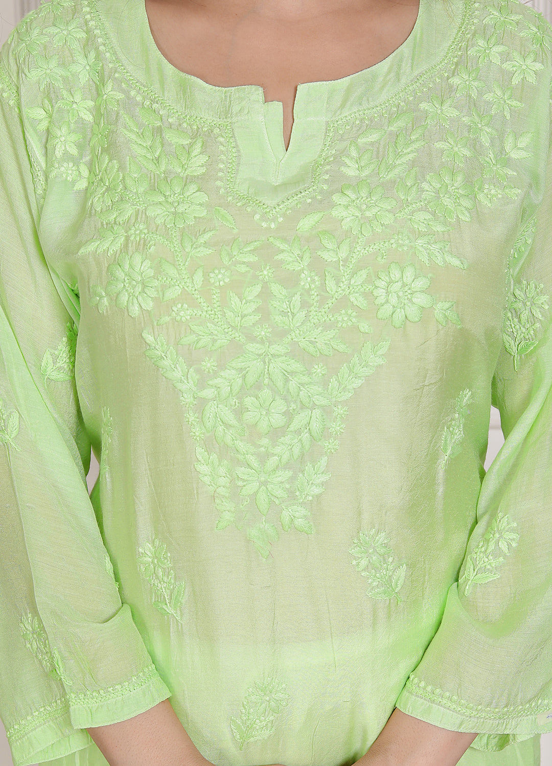 Hania Muslin Chikankari Long Kurti