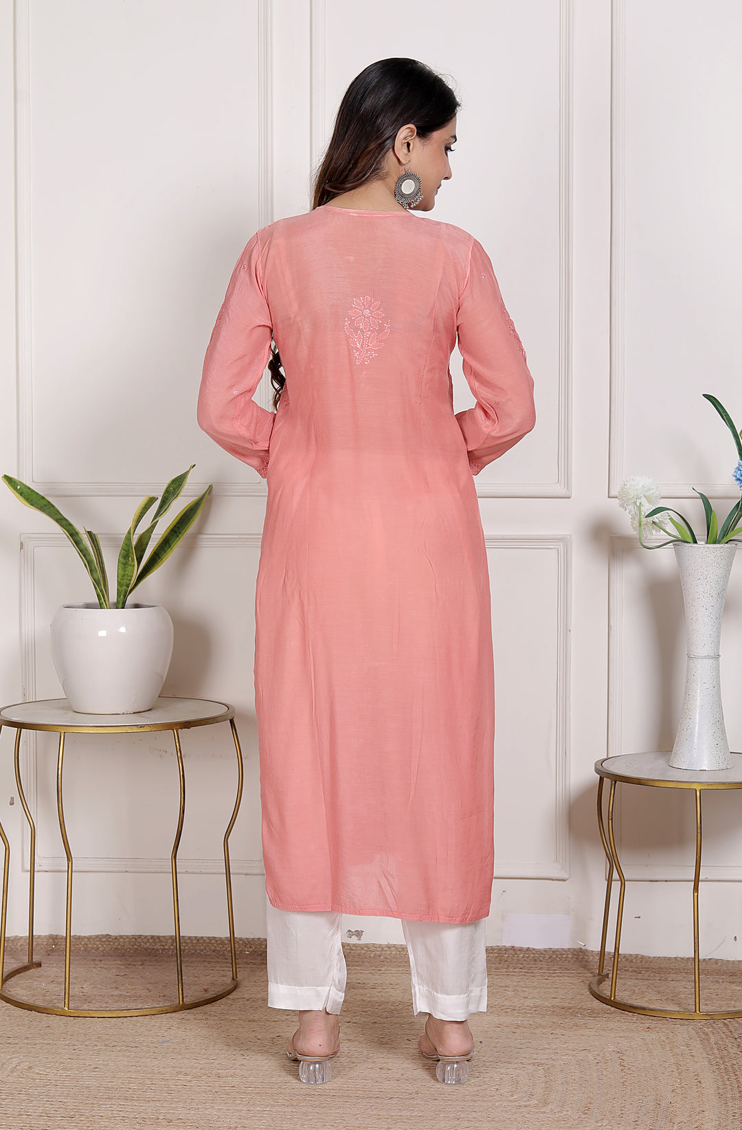 Muslin Chikankari Bakhiya work Kurti