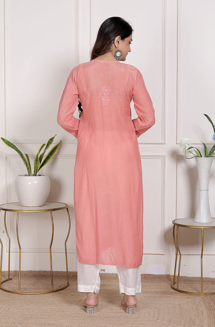Muslin Chikankari Bakhiya work Kurti