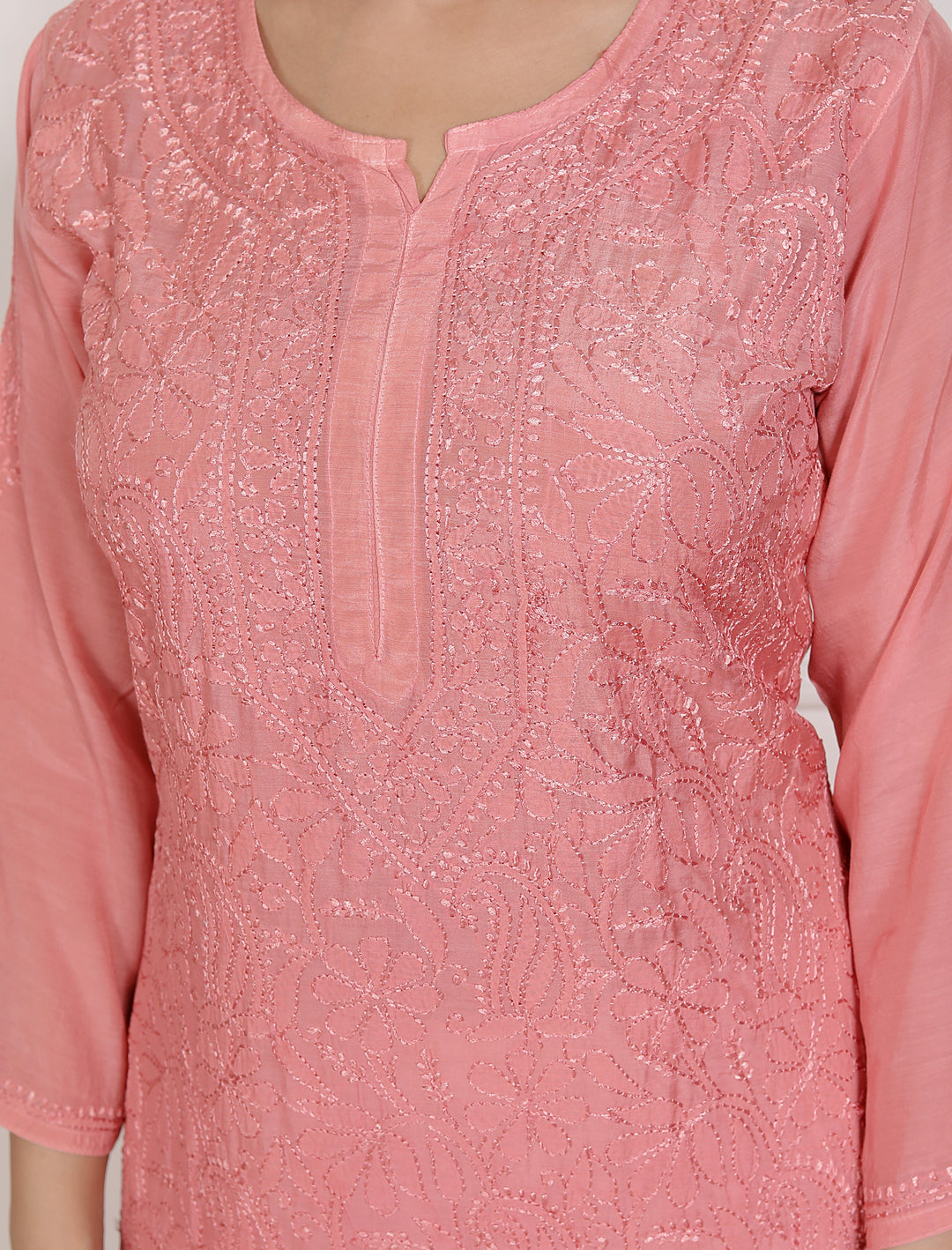 Muslin Chikankari Bakhiya work Kurti
