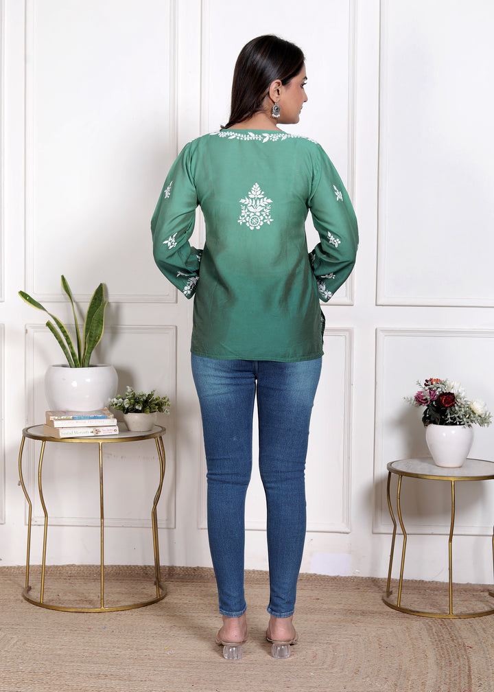 Cristina Chanderi Silk Ombre Short Top