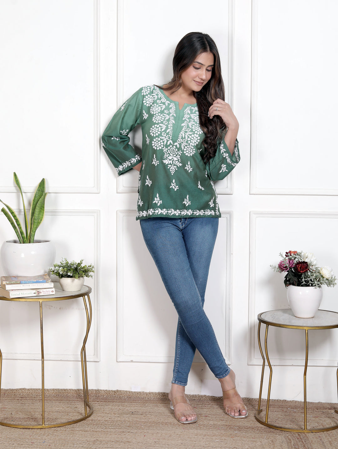 Cristina Chanderi Silk Ombre Short Top