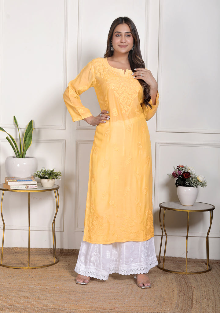 Hania Muslin Chikankari Long Kurti