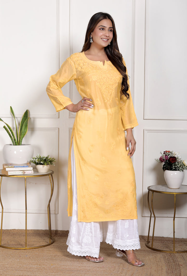 Hania Muslin Chikankari Long Kurti