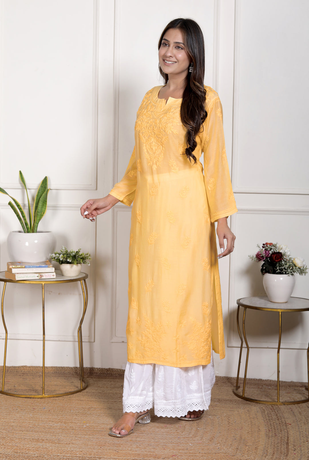 Hania Muslin Chikankari Long Kurti