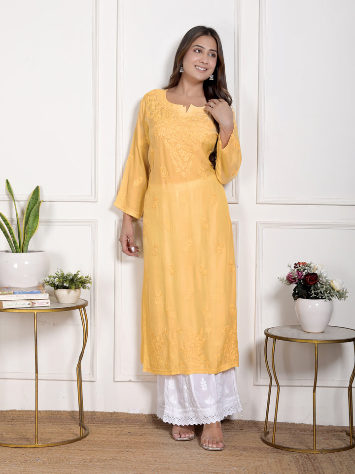 Hania Muslin Chikankari Long Kurti