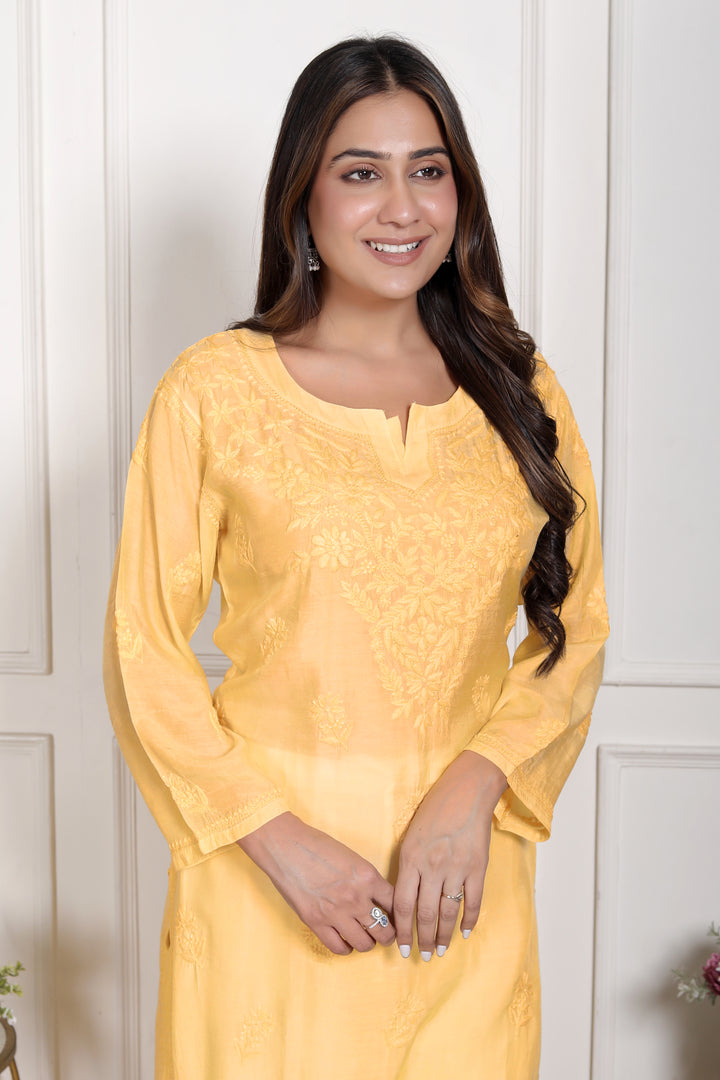 Hania Muslin Chikankari Long Kurti