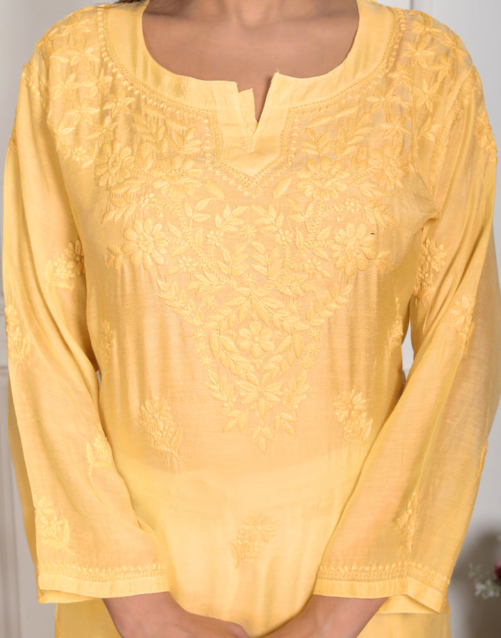 Hania Muslin Chikankari Long Kurti