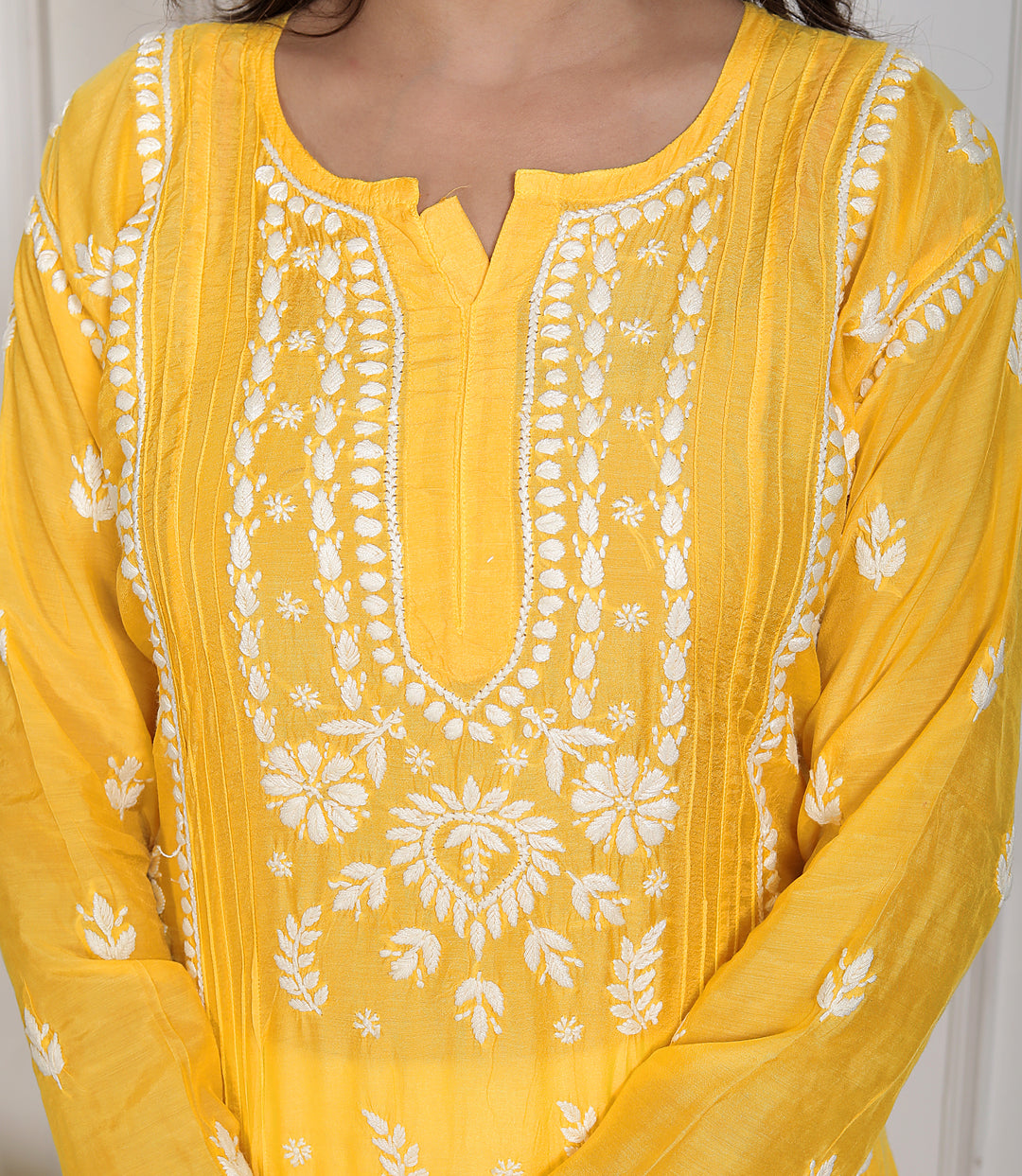 Chikankari Muslin pintex Long Kurti