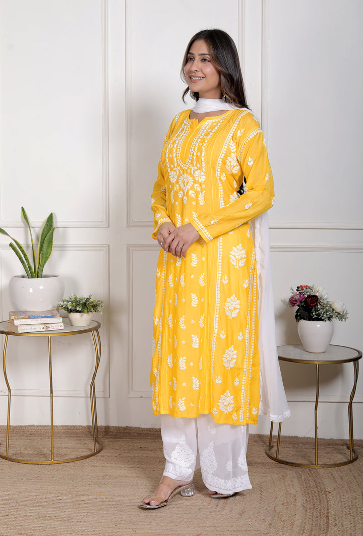 Chikankari Muslin pintex Long Kurti