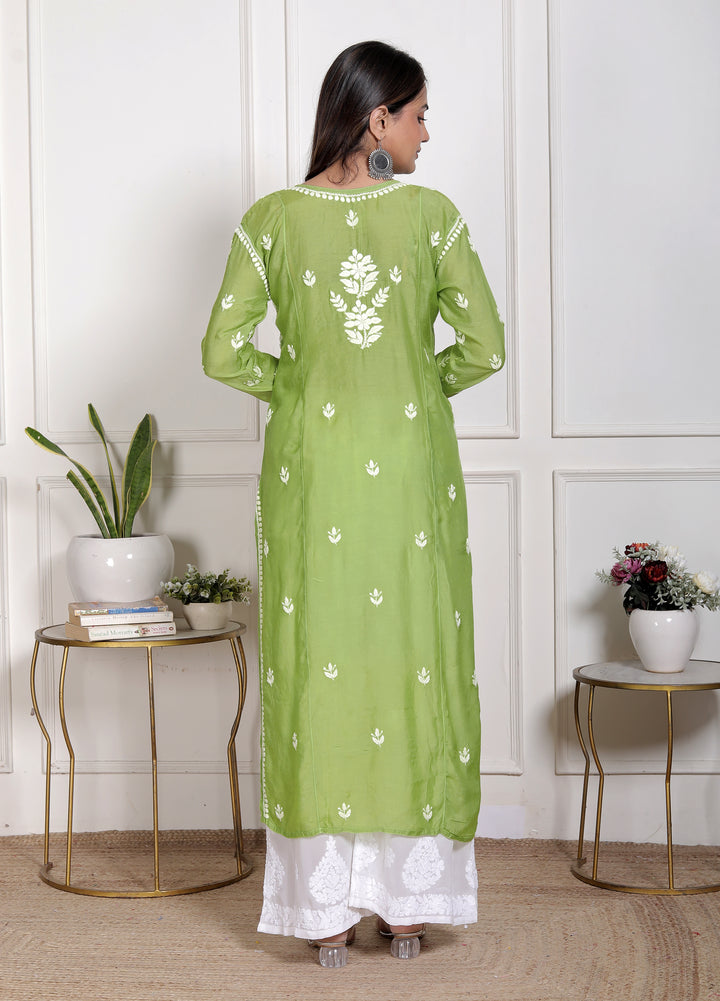 Chikankari Muslin pintex Long Kurti
