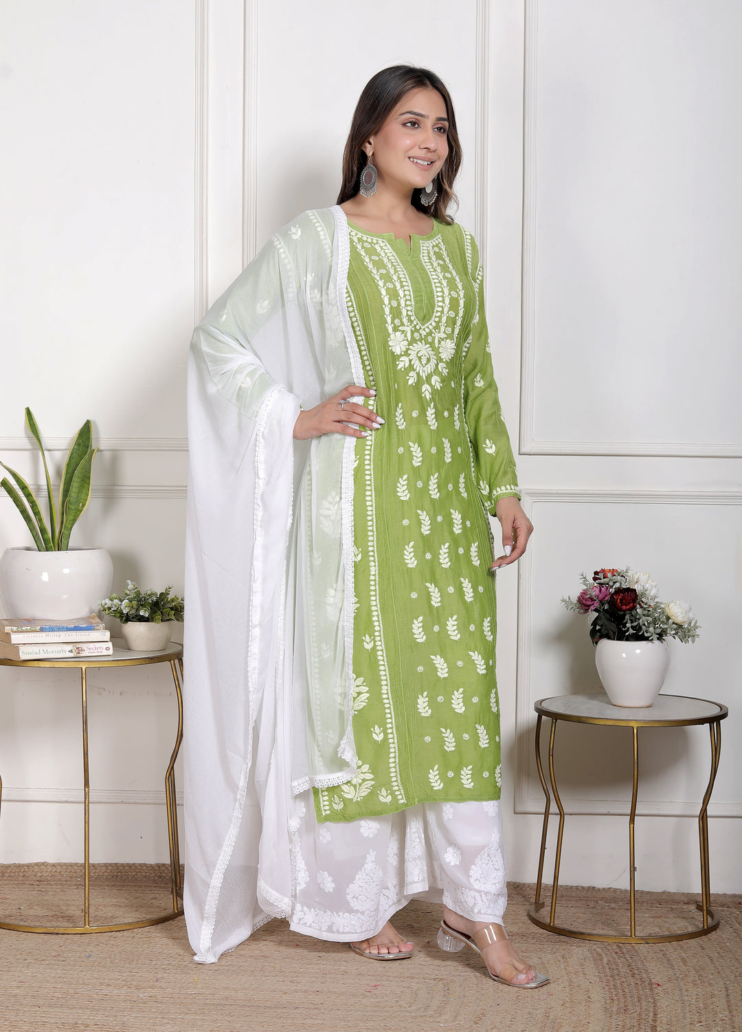 Chikankari Muslin pintex Long Kurti