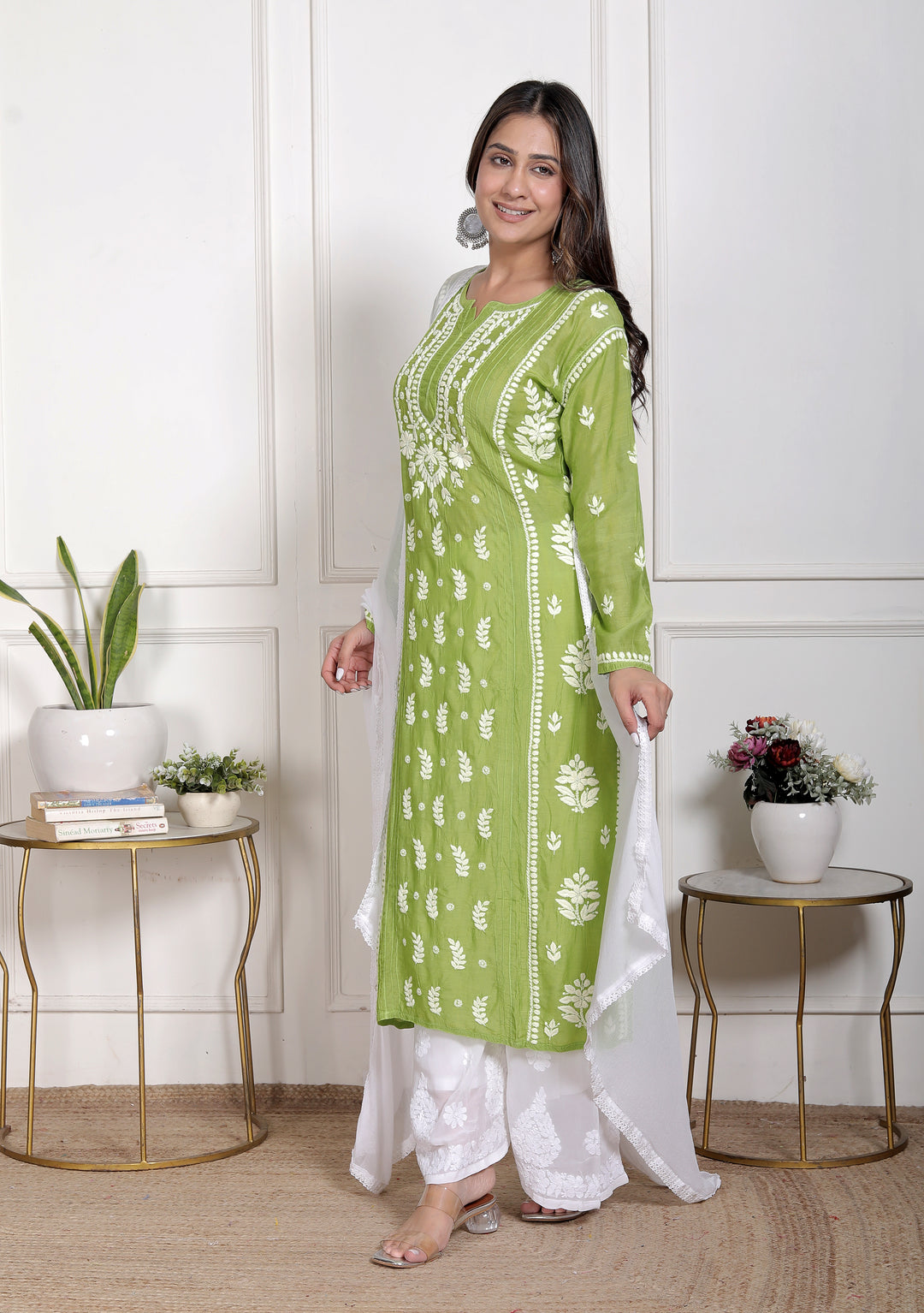Chikankari Muslin pintex Long Kurti