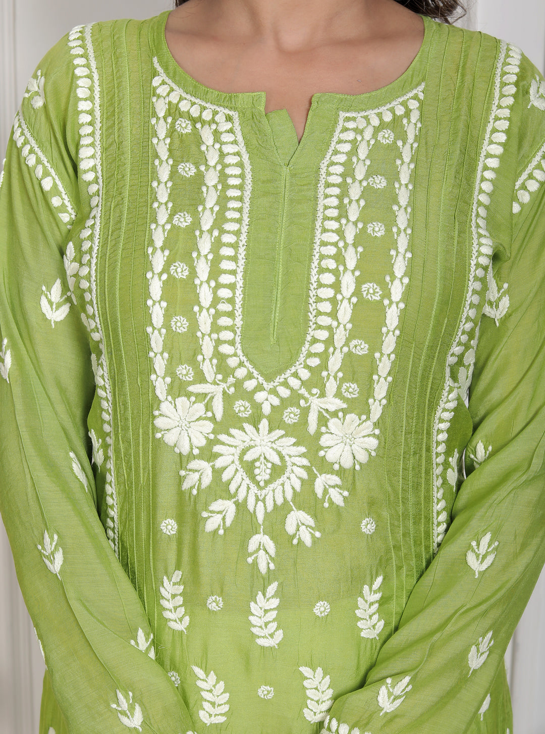 Chikankari Muslin pintex Long Kurti