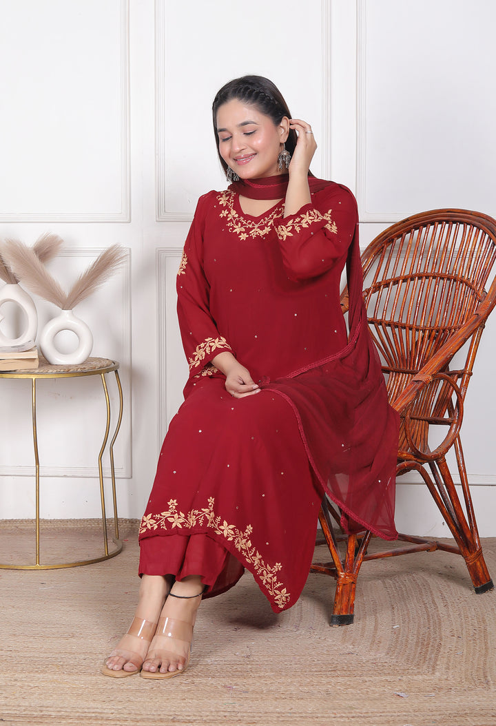 Hazel Viscose Chikankari 3 Piece Suit