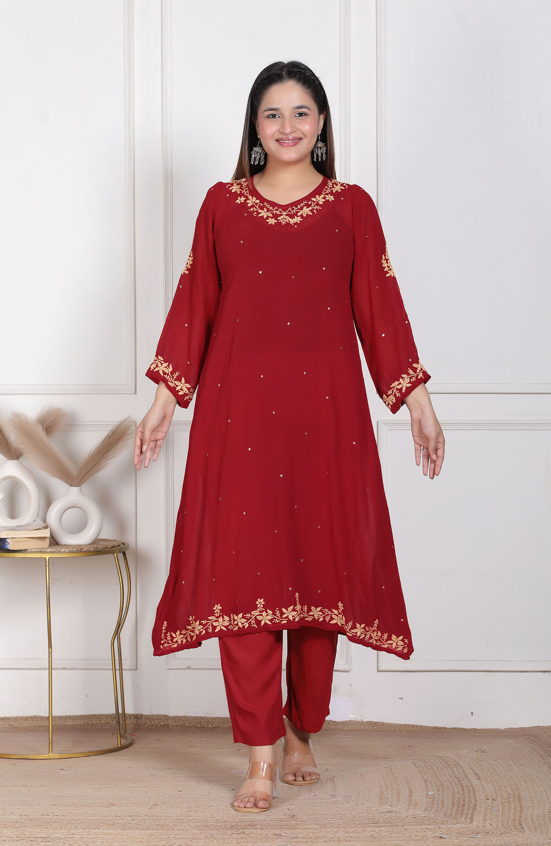 Hazel Viscose Chikankari 3 Piece Suit