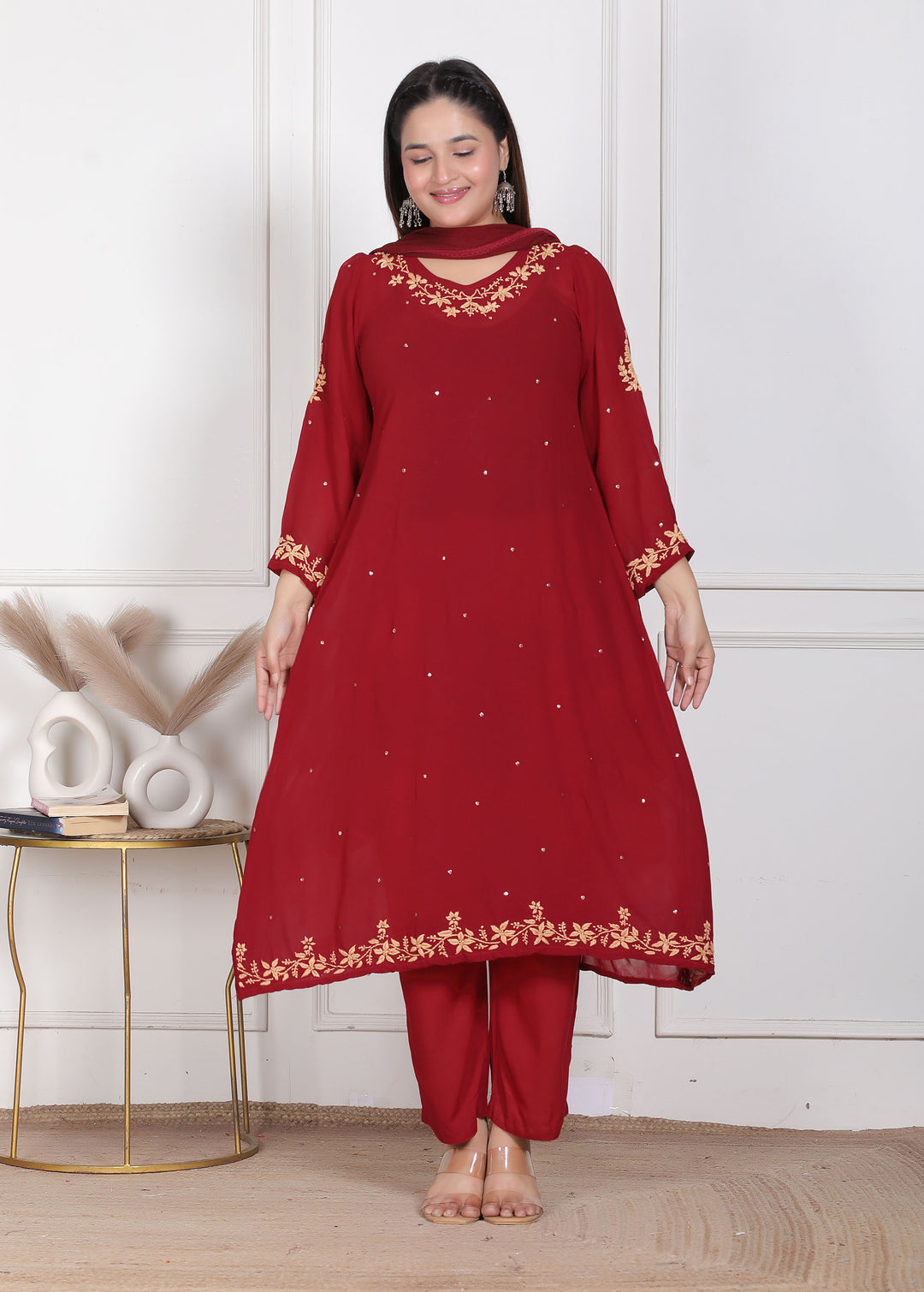 Hazel Viscose Chikankari 3 Piece Suit