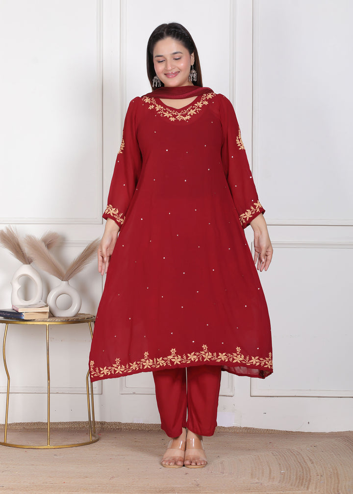 Hazel Viscose Chikankari 3 Piece Suit