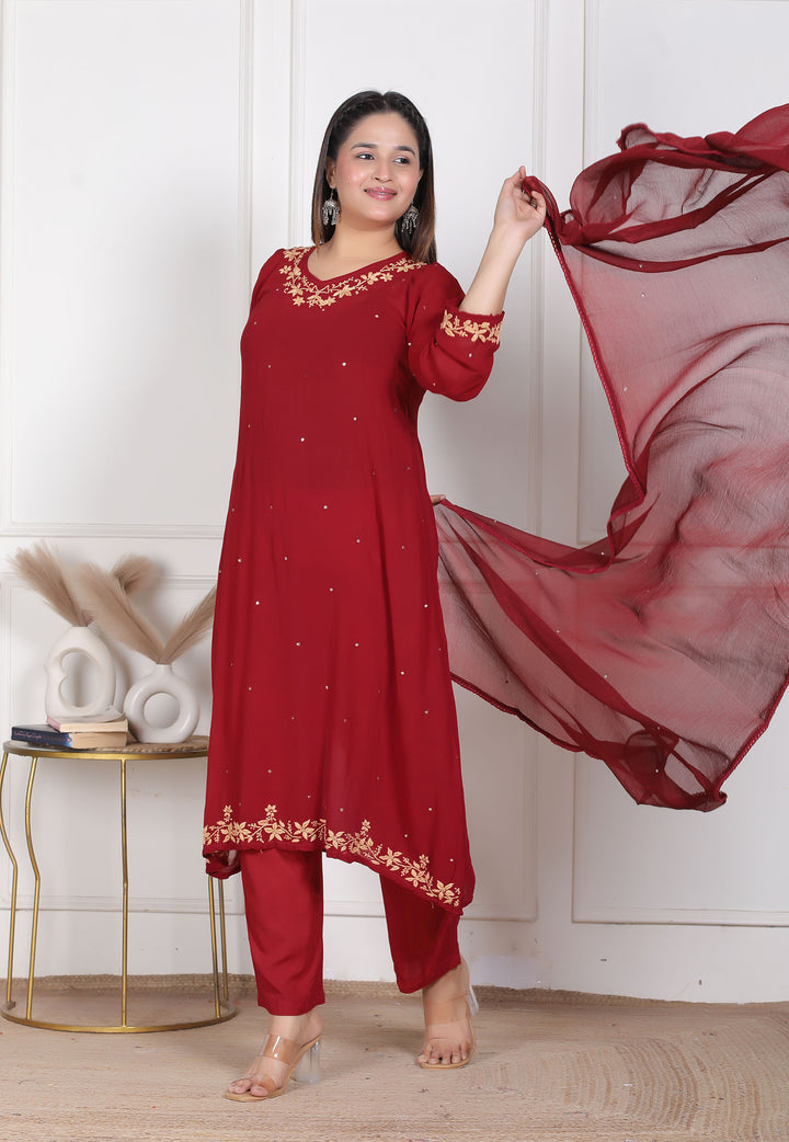 Hazel Viscose Chikankari 3 Piece Suit