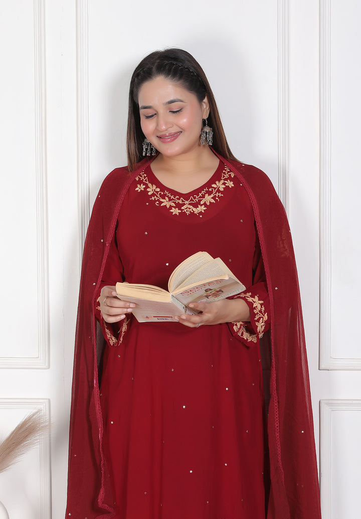 Hazel Viscose Chikankari 3 Piece Suit