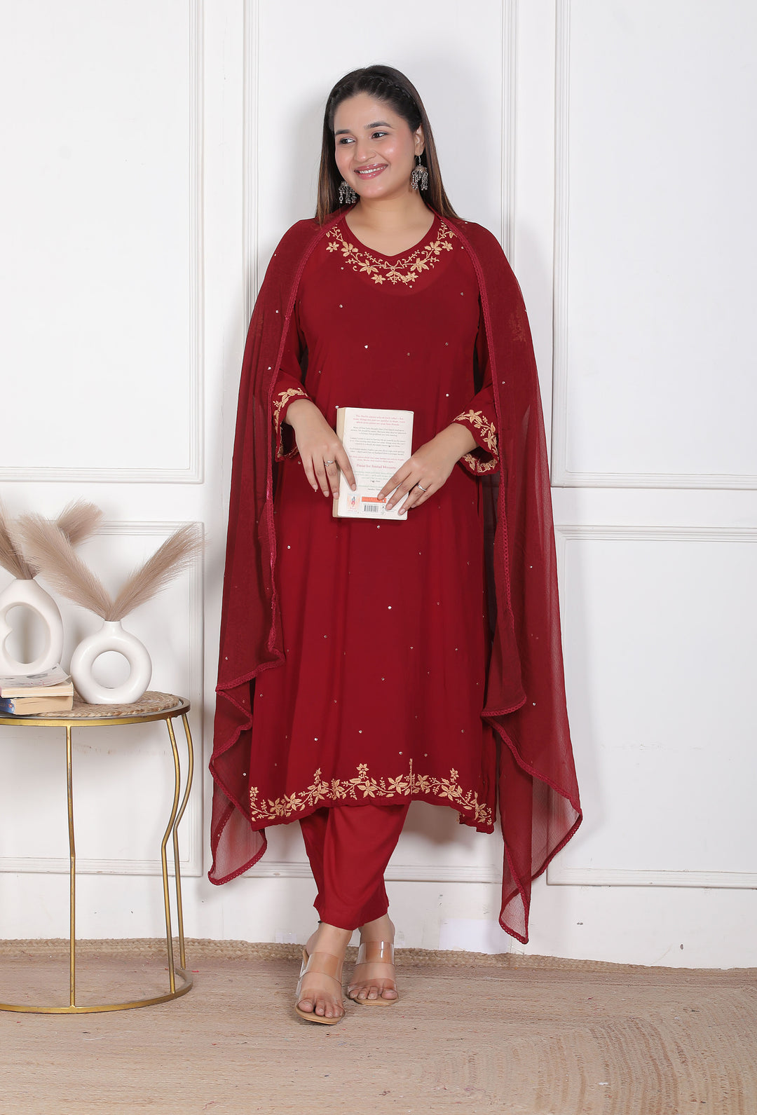 Hazel Viscose Chikankari 3 Piece Suit
