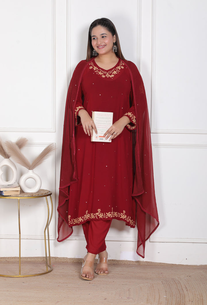 Hazel Viscose Chikankari 3 Piece Suit