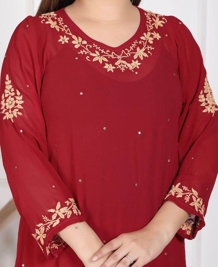 Hazel Viscose Chikankari 3 Piece Suit