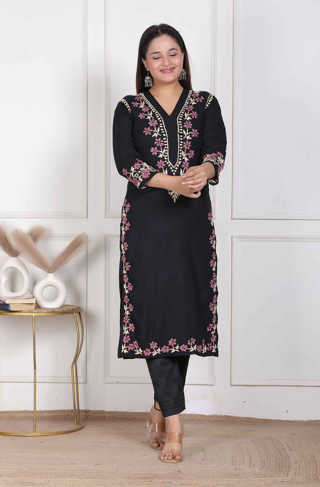 Fatin cotton chikankari long kurti