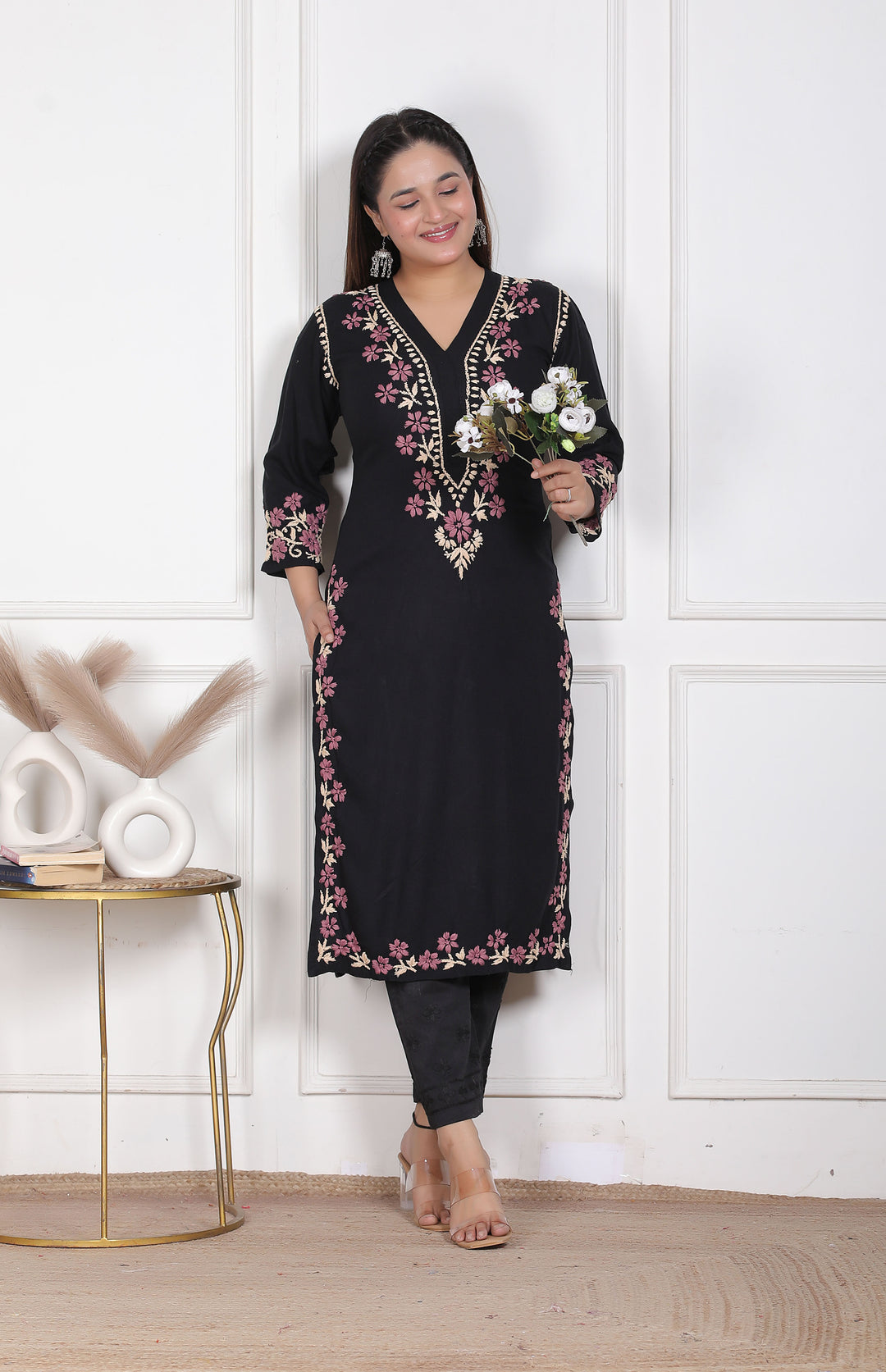 Fatin cotton chikankari long kurti