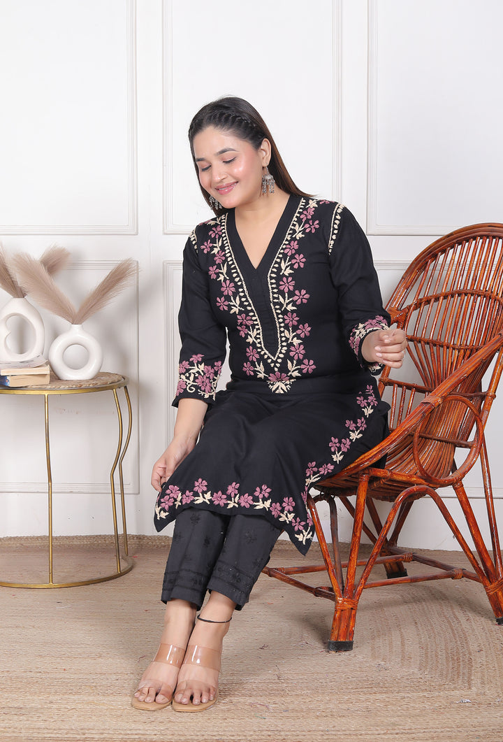 Fatin cotton chikankari long kurti