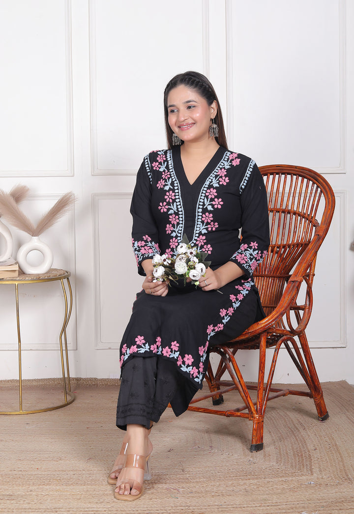 Fatin cotton chikankari long kurti