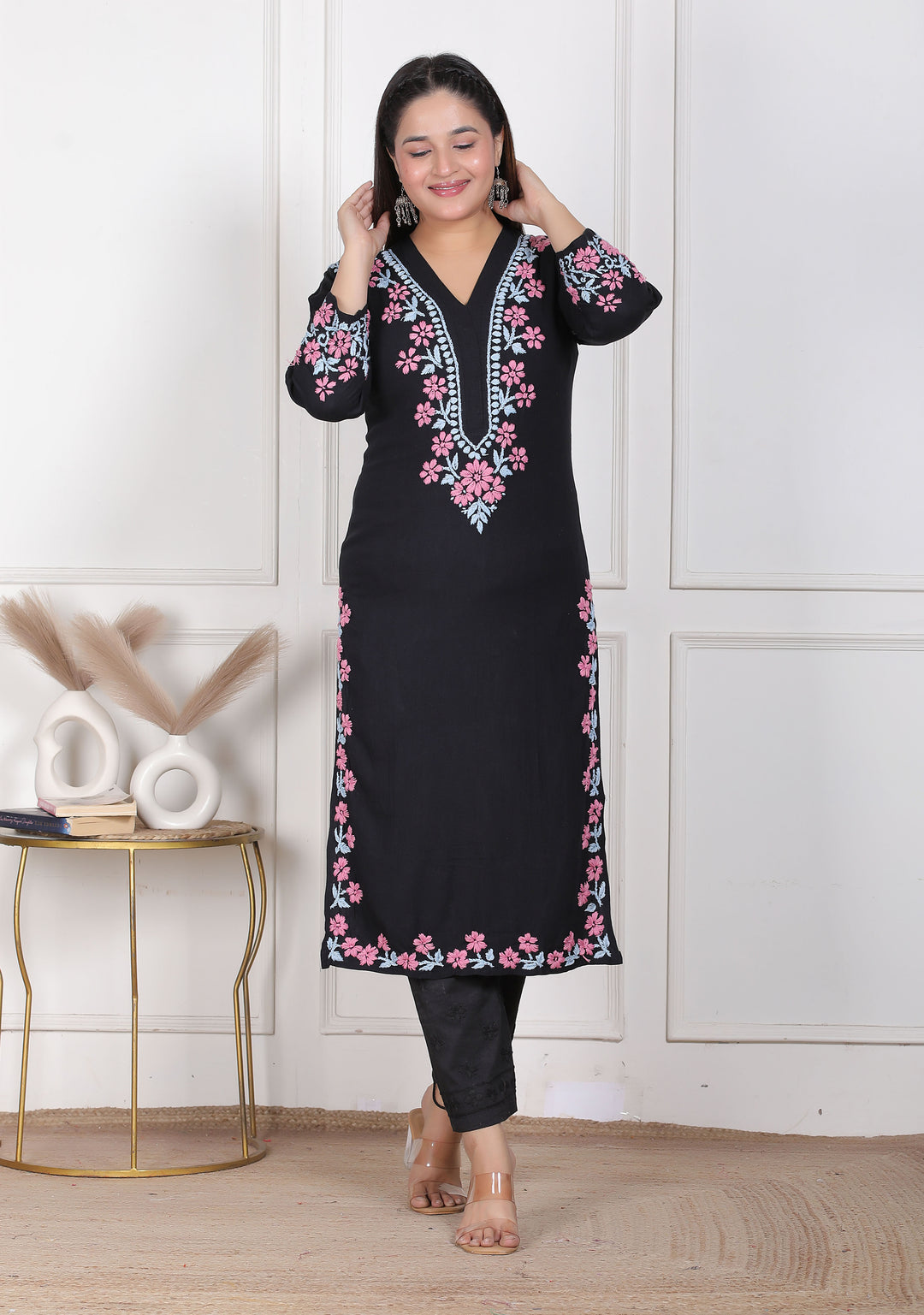 Fatin cotton chikankari long kurti