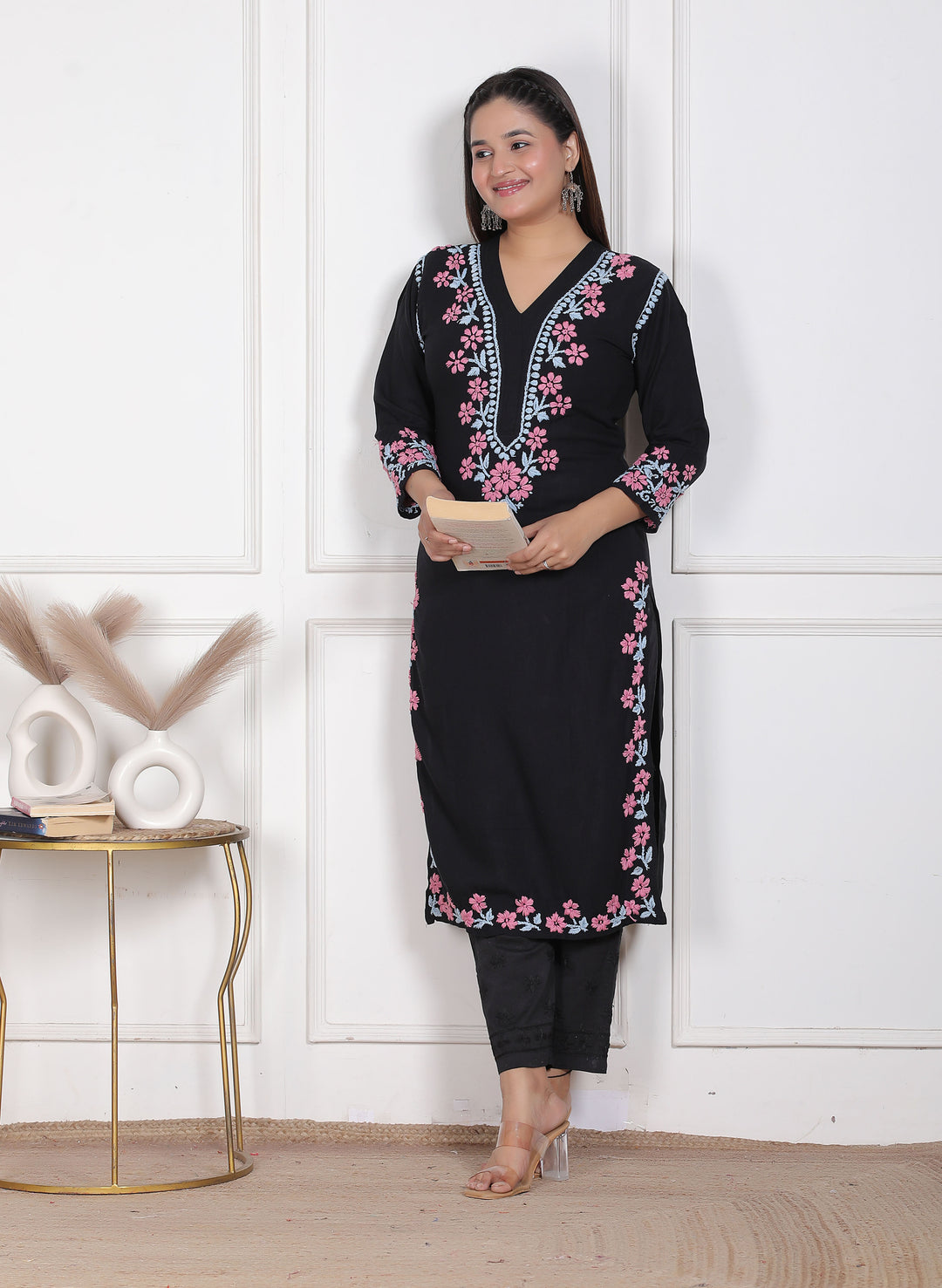 Fatin cotton chikankari long kurti