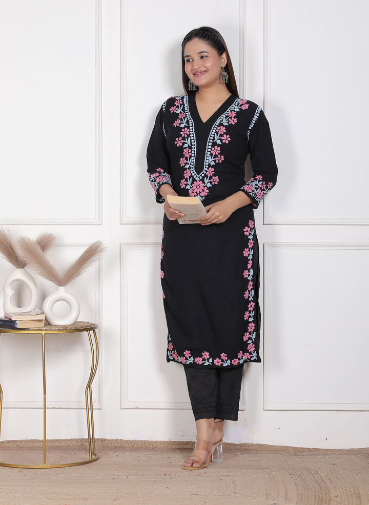 Fatin cotton chikankari long kurti