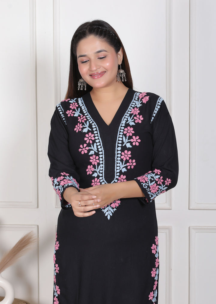 Fatin cotton chikankari long kurti