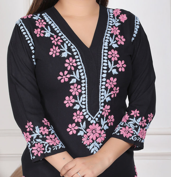 Fatin cotton chikankari long kurti